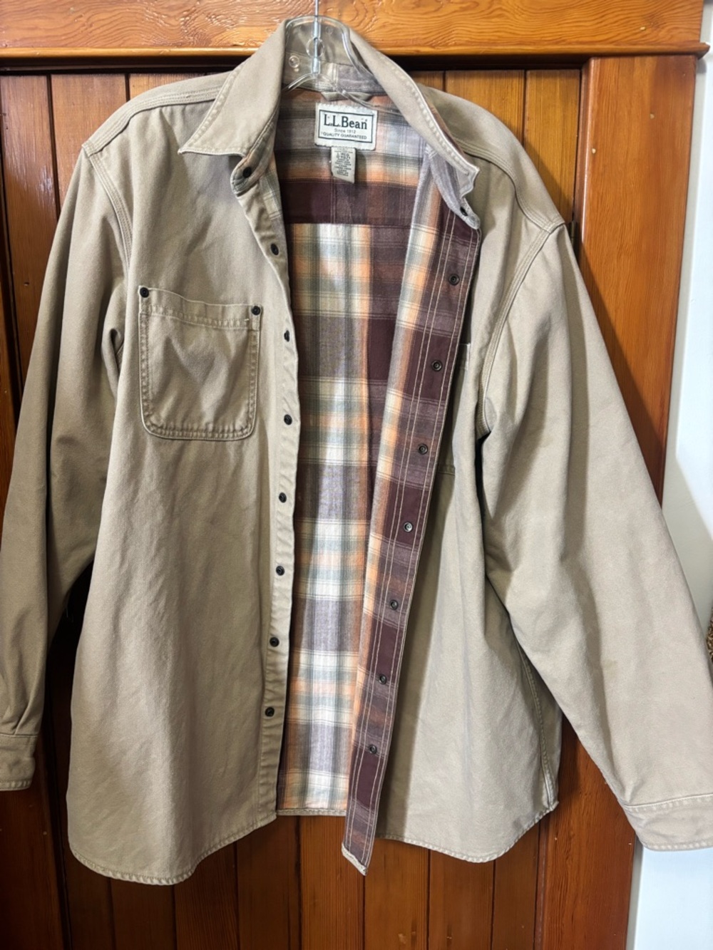 L.L.Bean Tan Canvas snap button Jacket - Picture 3 of 11